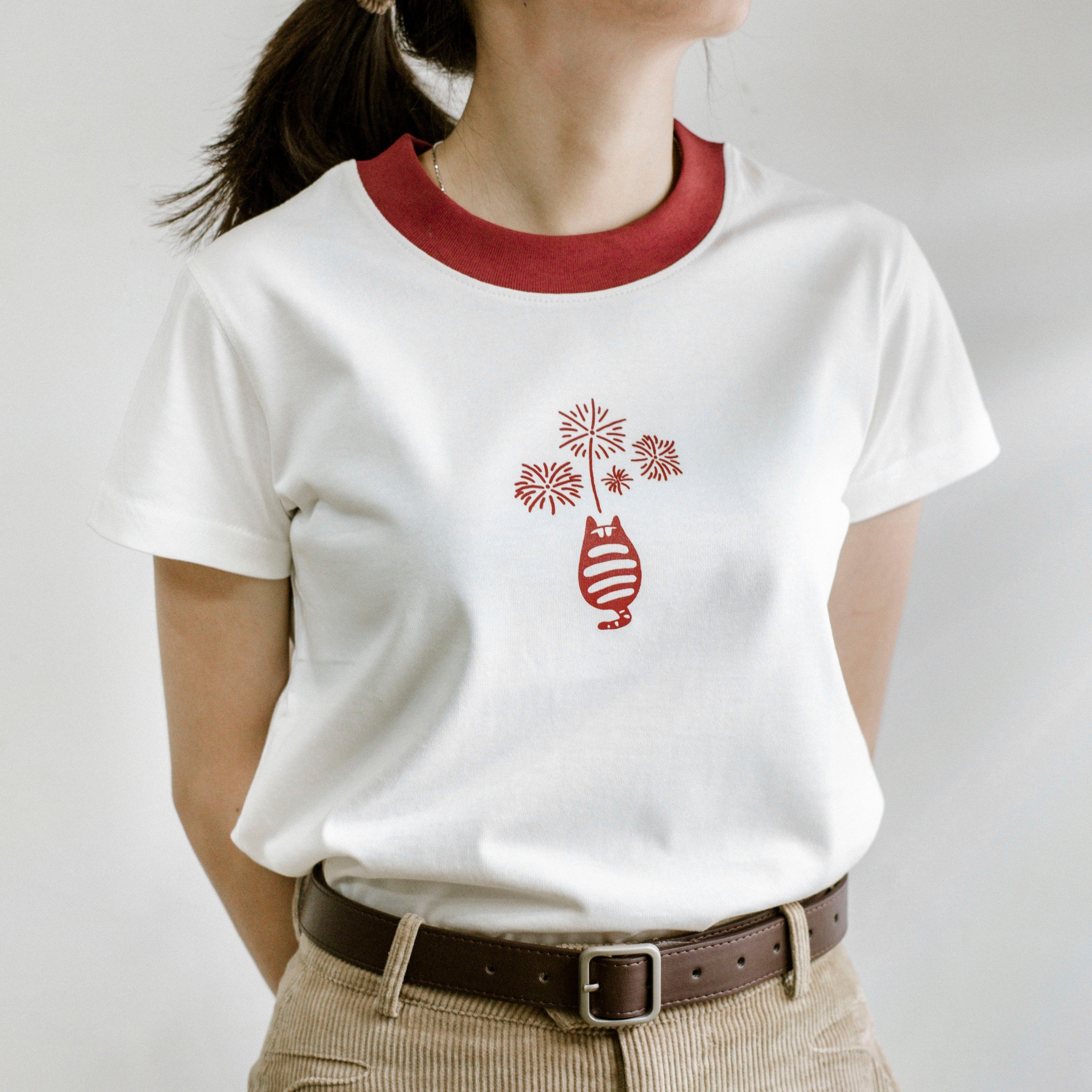 Áo thun nữ baby tee, áo tết, áo thun cotton pháo hoa trắng tshirt - lew lew