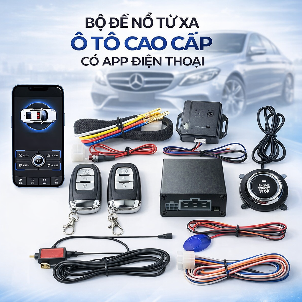 Bộ Start Stop Ô Tô Đề Nổ Từ Xa Có App Điện Thoại – Nút Bấm Khởi Động Thông Minh Vỏ Nhôm Cao Cấp