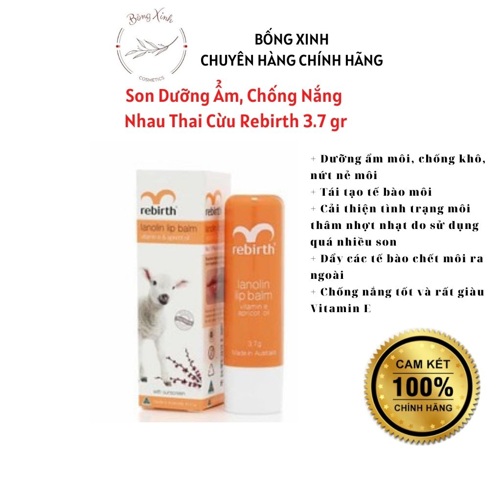 Son Dưỡng Nhau Thai Cừu Rebirth Lanolin Lip Balm 3.7gr
