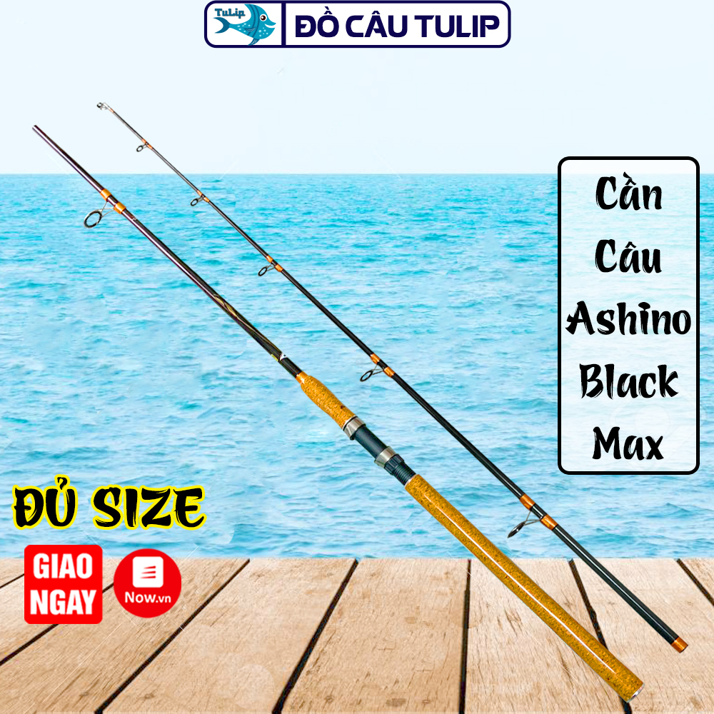 Cần Câu Máy ASHINO BLACK MAX - Cần Câu Cá, Cần Câu Lure Carbon Xoắn Toàn Thân Gỗ - Cần Câu 2 Khúc - Đủ Size : 2M4 - 2M7 - 3M