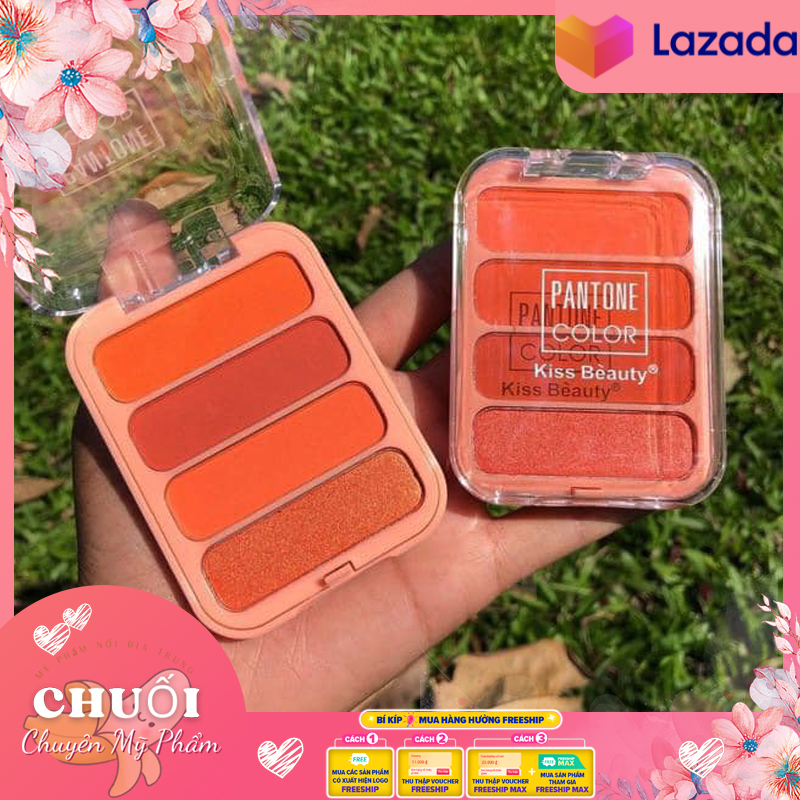 Phấn má 4 ô kiss beauty pantone color blush kb83085 thái lan | phấn mắt & má hồng pantone color blush kiss beauty 4 ô |