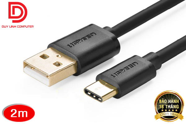 Cáp usb type c to usb 2.0 dài 2m ugreen 30161 mạ vàng