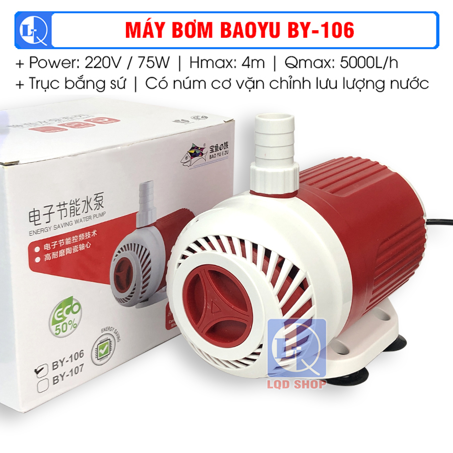 Máy bơm by 106 | 75w - 5000l/h | máy bơm hồ cá, thác non bộ, thả chìm