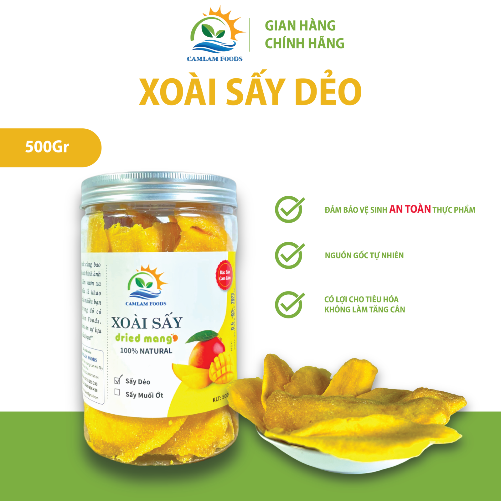 Hộp 500gr - xoài sấy dẻo - cam lâm foods