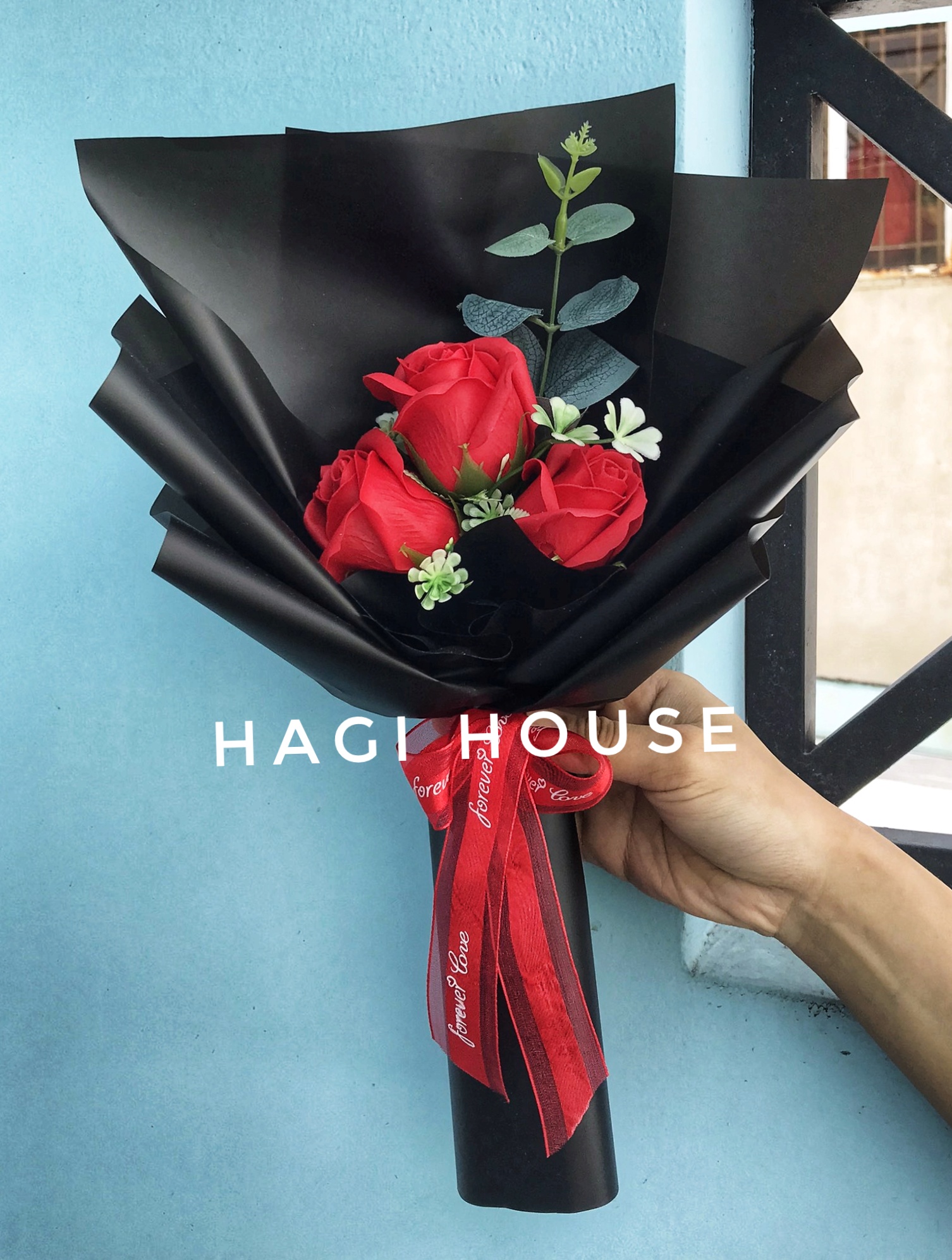 Hoa sáp bó 5 bông vĩnh cửu, hàng sẵn, làm quà tặng bạn gái,
