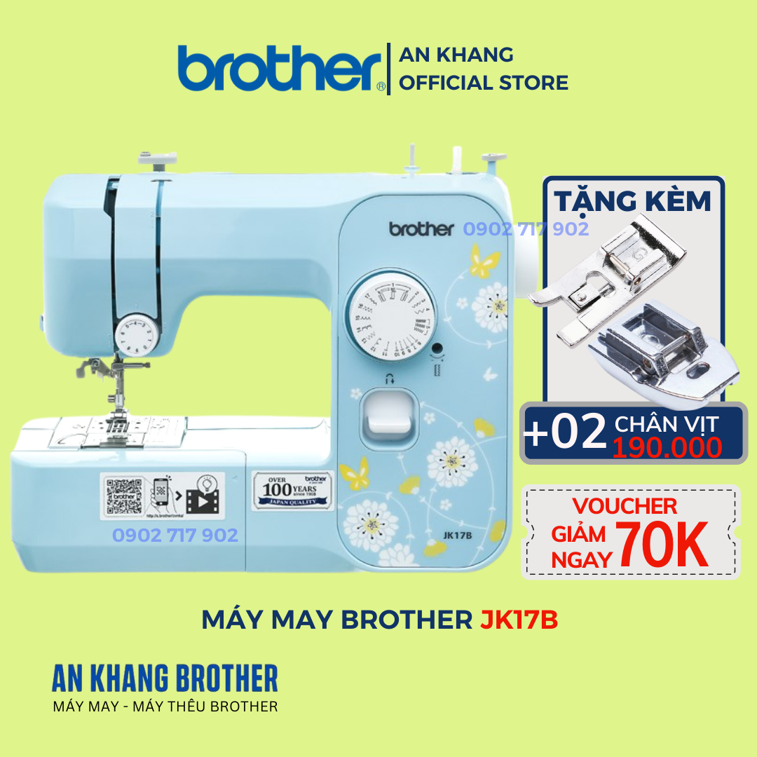 Máy may brother jk17b tặng 2 chân vịt giá 190.000d