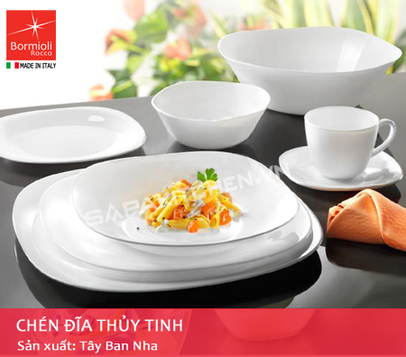 Bát đĩa Thủy Tinh Vuông Parma