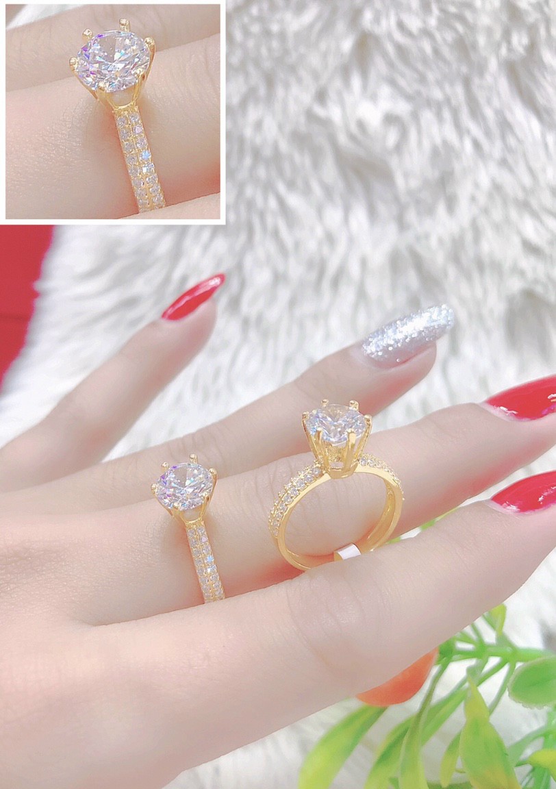Nhẫn Nữ Mạ Vàng 18K or Bạch Kim 0382812  Đính Xoàn Ovan - Mang đi chơi, đi tiệc đều đẹp - nhẫn nữ đẹp, nhẫn nữ thời trang