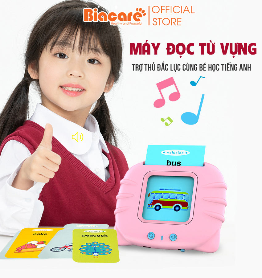 Máy đọc từ vựng tiếng anh, máy đọc thẻ flashcard 224 từ vựng tiếng anh cơ bản giúp bé học tiếng anh dễ dàng Biacare