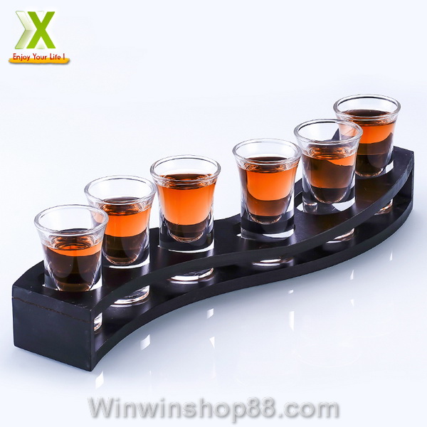 Khay Đựng 6 Ly Rượu Uống Full Shot Hình Chữ S