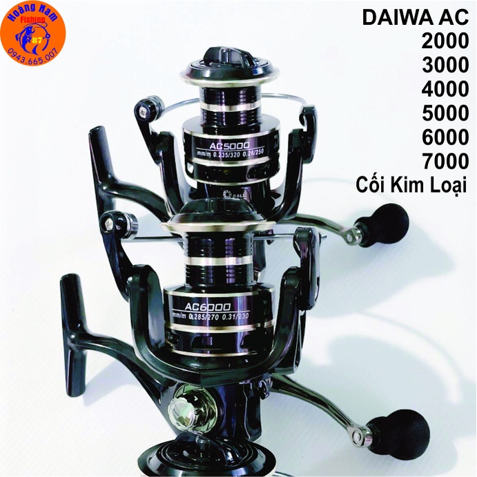 Máy câu cá kim loại Daiwa AC. Máy câu đứng chuyên dùng cho cần câu máy đứng câu lure lăng xê. Đồ Câu Hoàng Nam