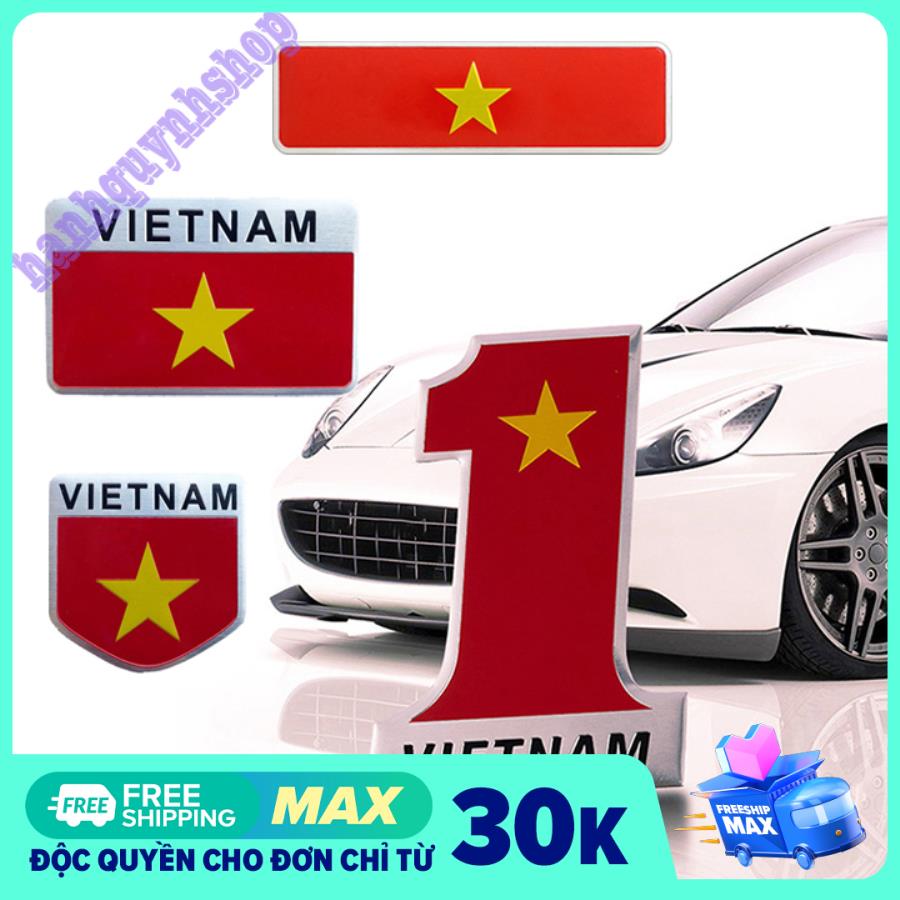 Combo 4 Cờ Việt Nam Hợp Kim Không Gỉ Dán Trang Trí Ô Tô Xe Máy