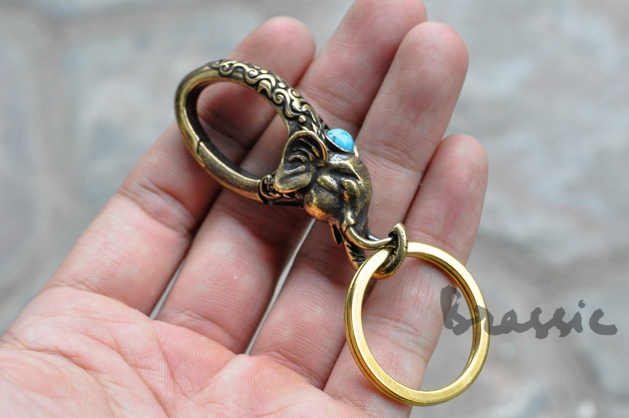 Móc chìa khóa ô tô - Móc khóa xe máy chất liệu đồng thau đúc đặc hình voi Brassic MK08MK08