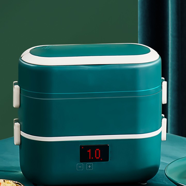 Hộp đựng cơm văn phòng cắm điện hẹn giờ 4 bát sứ, hộp cơm giữ nhiệt lõi 4 bát sứ có nắp chống tràn đa năng mini 2 tầng 4 ngăn dùng cho dân văn phòng tiện dụng