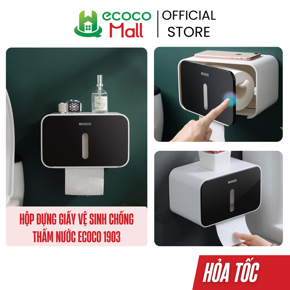 Hộp đựng giấy vệ sinh ECOCO chống thấm nước không cần khoan tường 1903