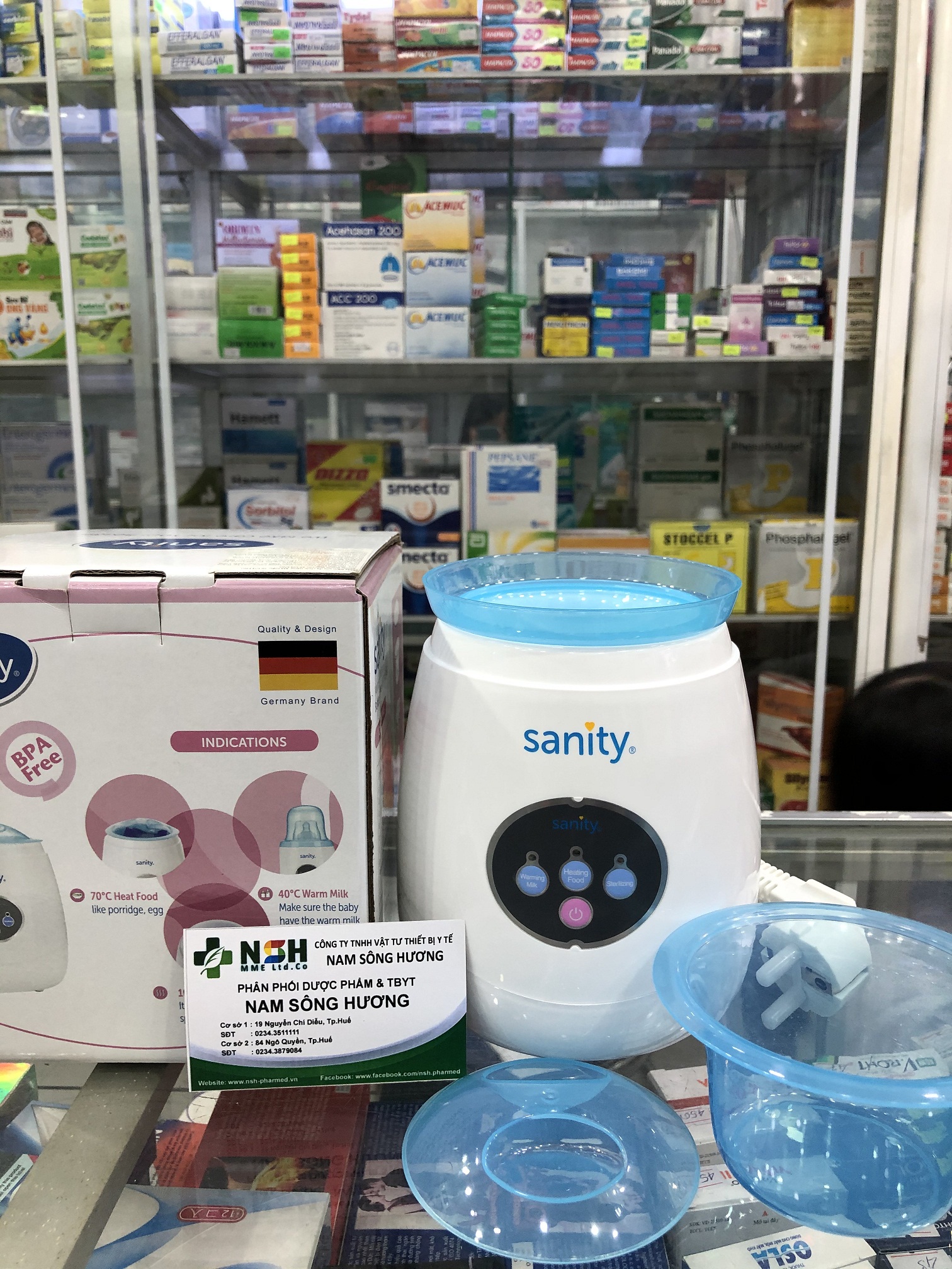 Máy hâm sữa tiệt trùng núm ty đa chức năng sanity của balan bảo hành 2 năm