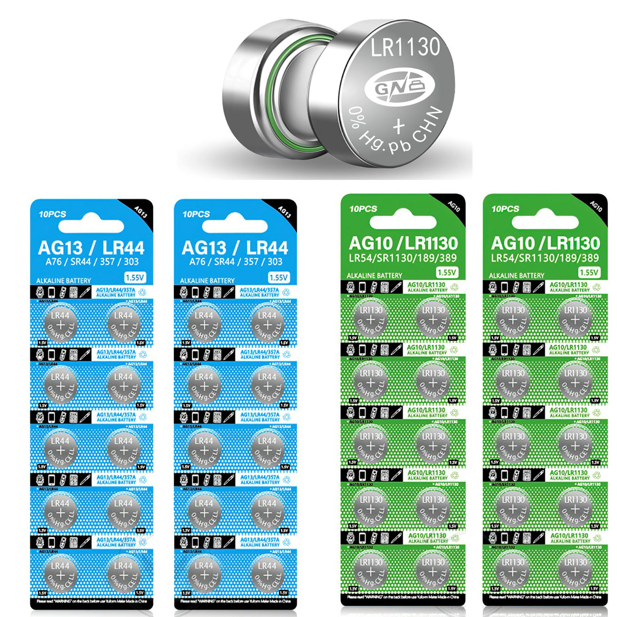 Vỉ 10 viên pin cúc áo ag13/lr44 ag10 / lr1130 shope