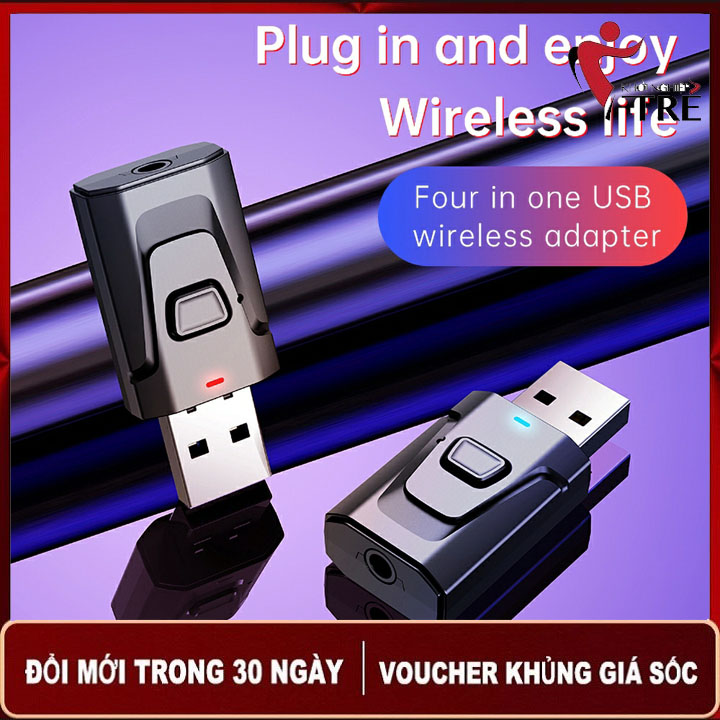 Thiết bị thu, phát âm thanh kết nối Bluetooth 5.0 Aux Rca cổng cắm Usb 3.5mm cho TV PC xe hơi
