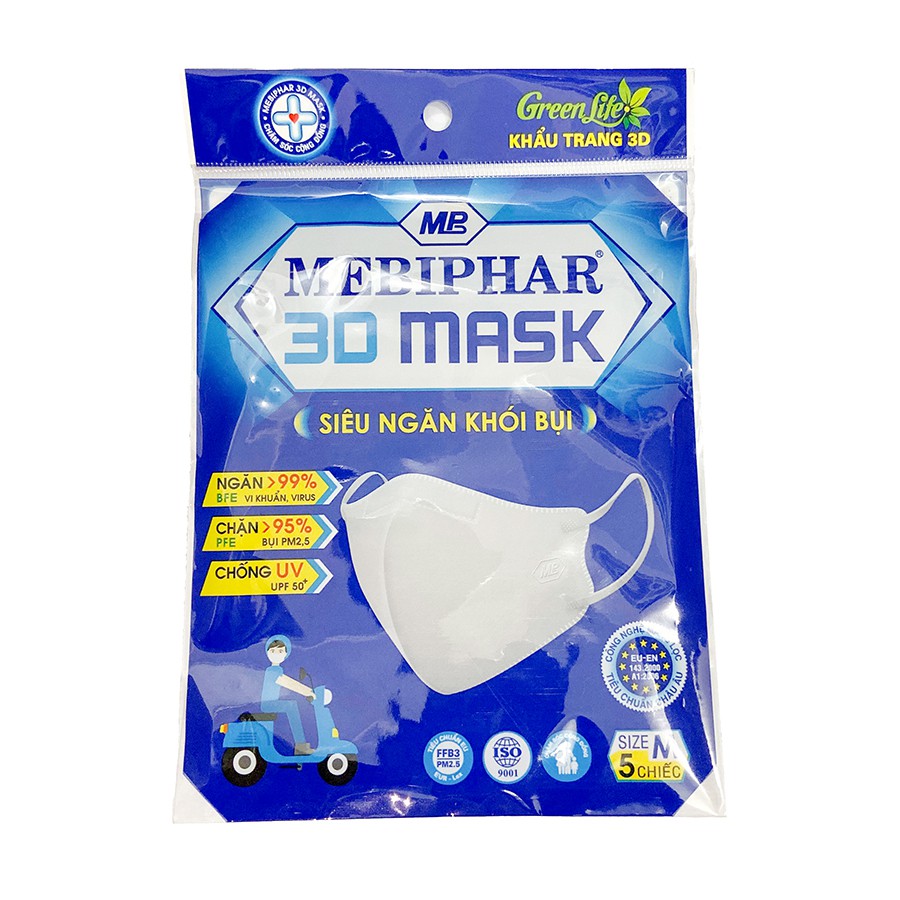 HCMSET 5 CÁI Khẩu trang ngăn khói bụi vi khuẩn PM2.5 3D Mask Mebiphar cho