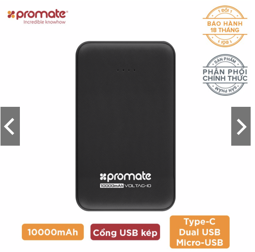 Pin sạc dự phòng promate voltag-10 10000 mah siêu mỏng - hàng chính hãng