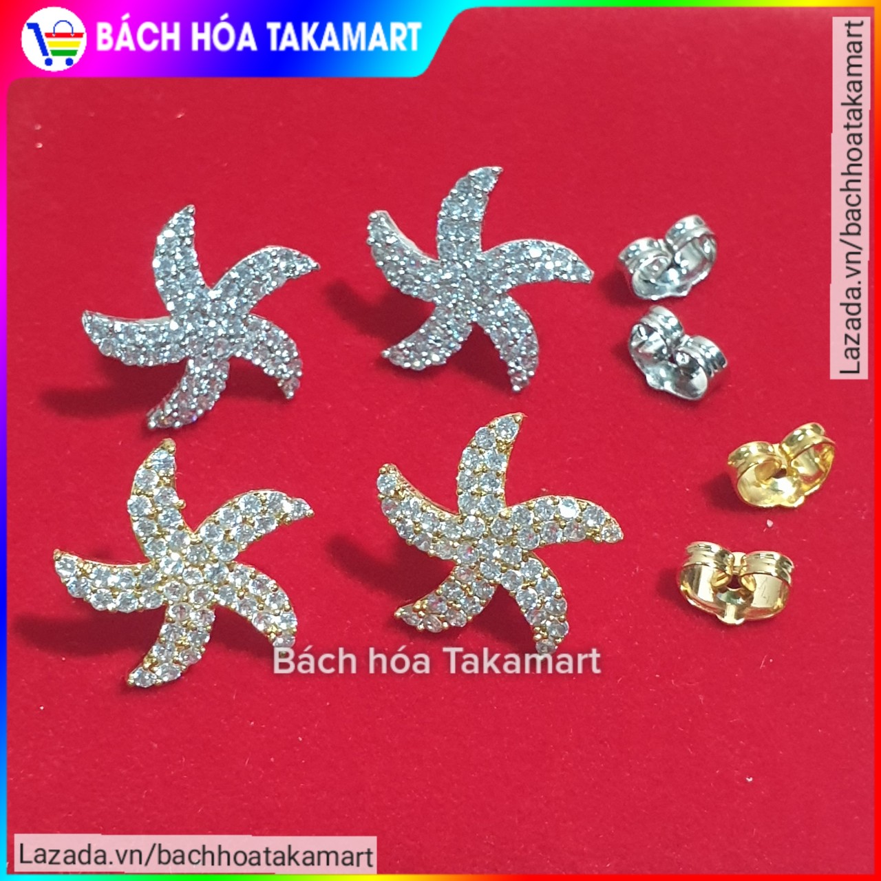 [HCM][Siêu lấp lánh] Bông tai hình ngôi sao đính hạt pha lê cao cấp siêu lấp lánh bông tai hình sao biển bông tai nữ Hàn quốc thời trang hoa tai nữ bông tai đẹp cao cấp  - Takamart