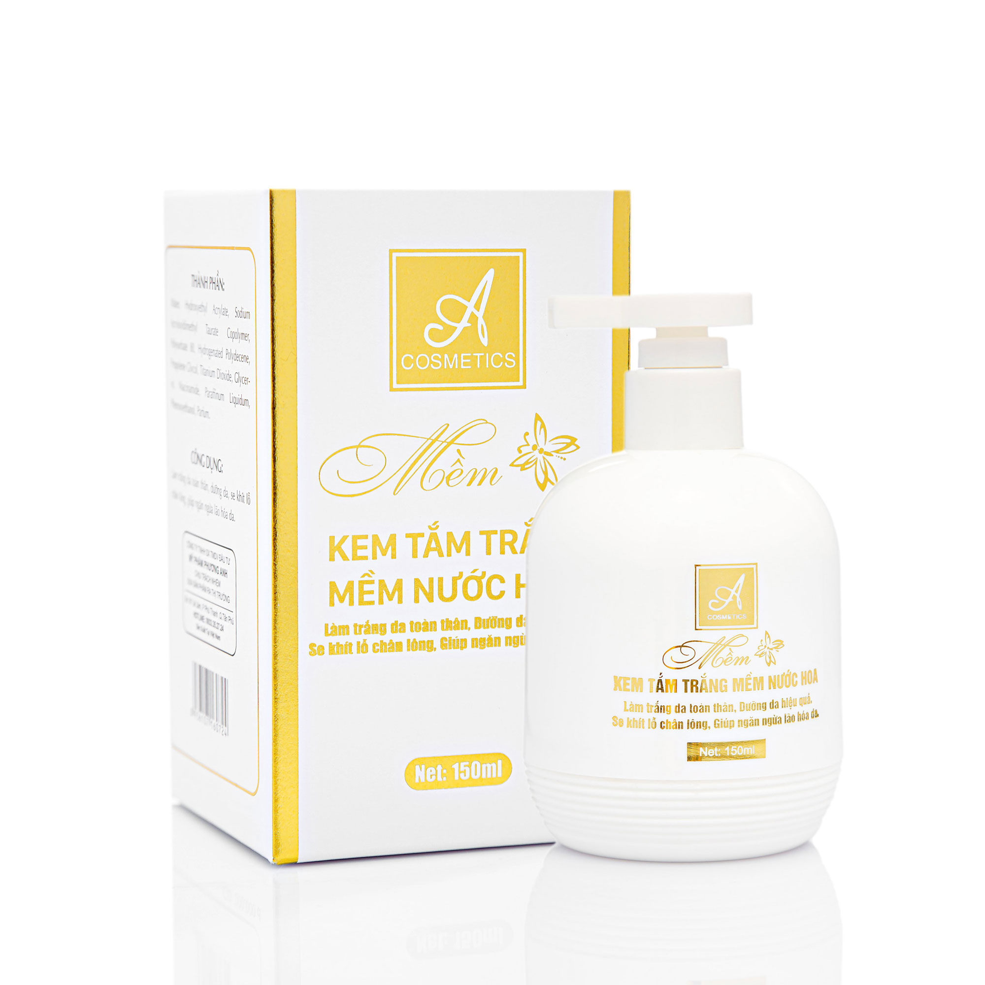 Kem tắm trắng mềm phân tử nước hoa A Cosmetics 150ml