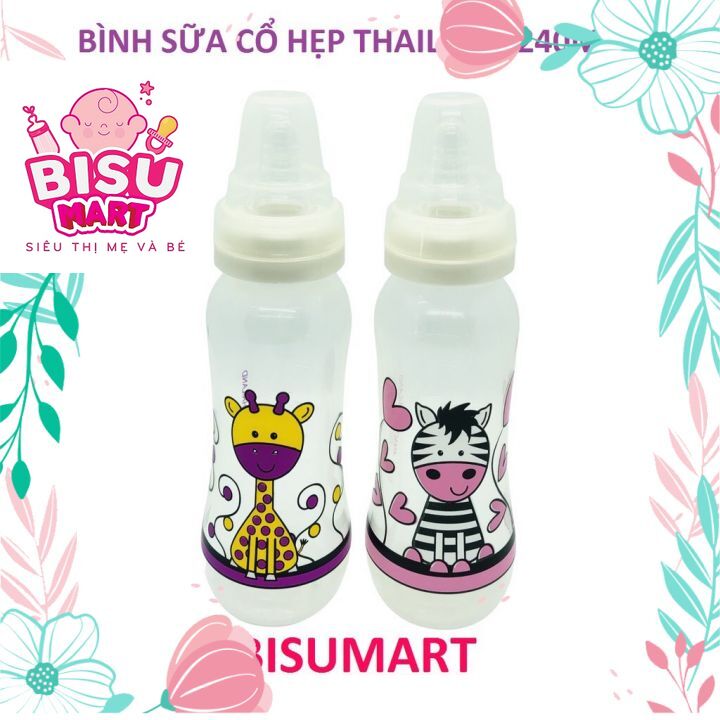 COMBO 3 Bình sữa cổ hẹp eo Pappi 240ml Thailand