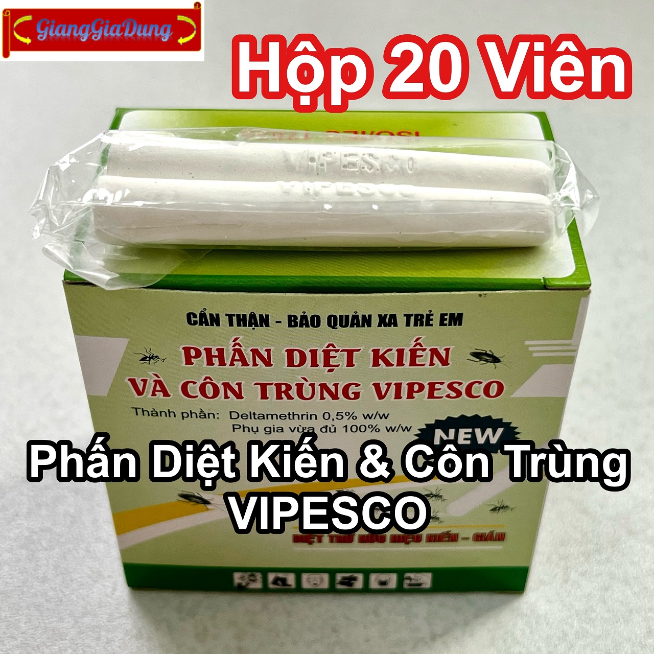 Hộp 20 viên phấn diệt kiến gián và côn trùng cao cấp vipesco việt nam