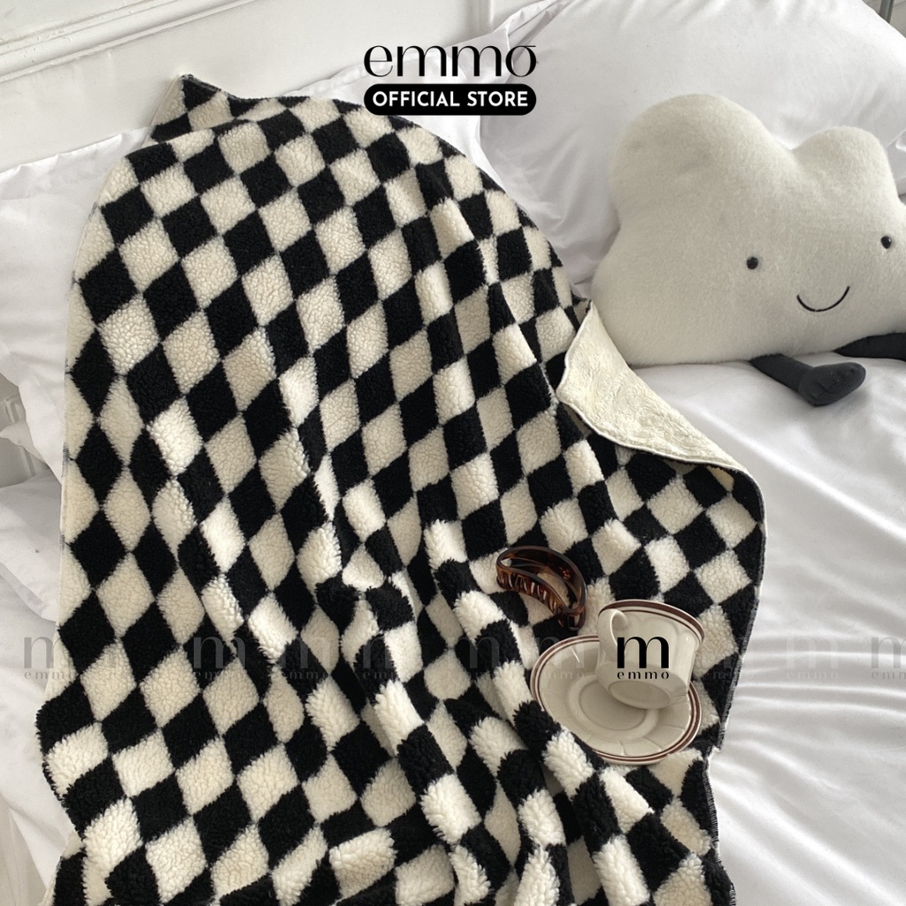 Chăn mền vải bông 2 mặt, chăn văn phòng, sofa emmo kero