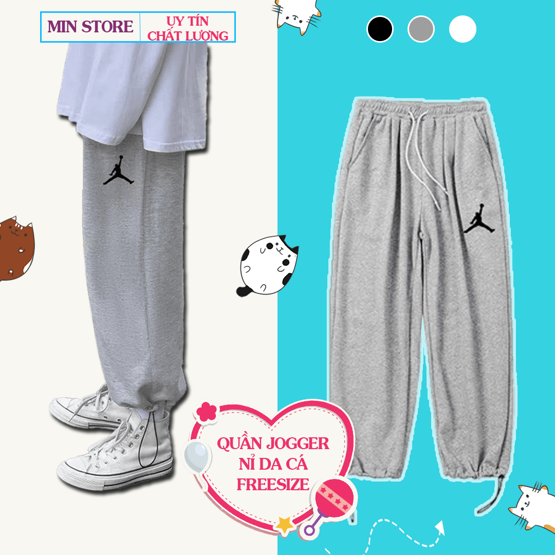 Quần nỉ jogger bo dây rút thêu hình Jordan chất nỉ da cá, Quần jogger, Quần jogger unisex, Quần jogger ulzzang, Quần jogger nỉ da cá thêu, Quần jogger nữ, Quần jogger nữ form rộng, Thời trang unisex