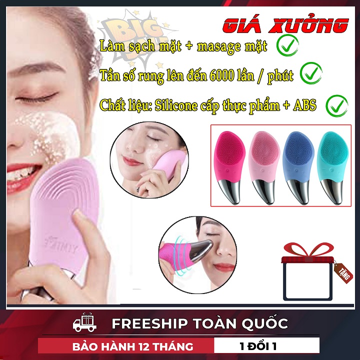 Máy rửa mặt dài "sonic cleanser" cầm tay silicon - tẩy tế bào chết-máy mát xa mặt ion máy rửa mặt và massage máy mat xa mặt mini,làm sạch sâu - bảo hành đổi mới từ dcboss
