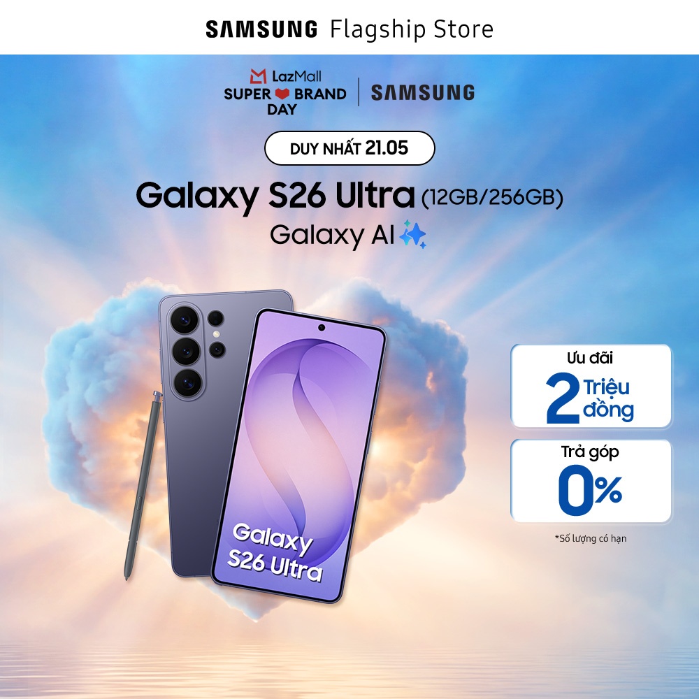 [ĐÓN CHỜ SIÊU SALE 21.5] Điện thoại Samsung Galaxy S26 Ultra, 12GB/256GB | 512GB | 1TB, Privacy Display, Chip Snapdragon, Galaxy AI Phone, Camera 200MP, pin 5000mAh