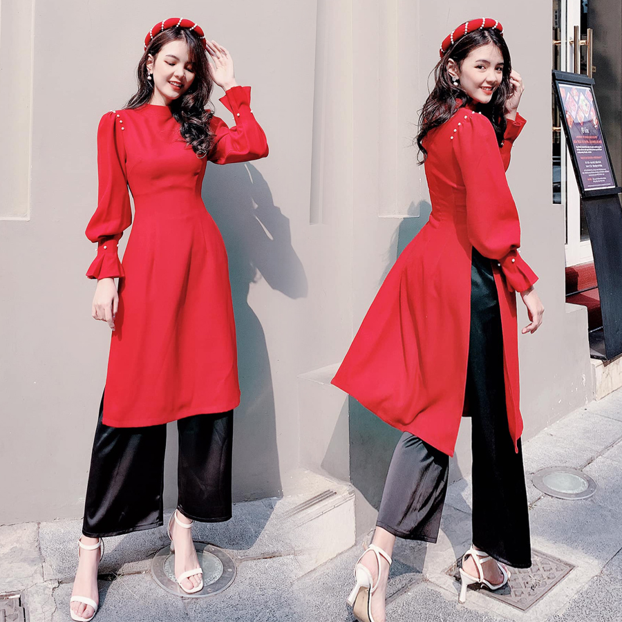 Set áo dài cách tân cổ trụ bigsize vbeo363