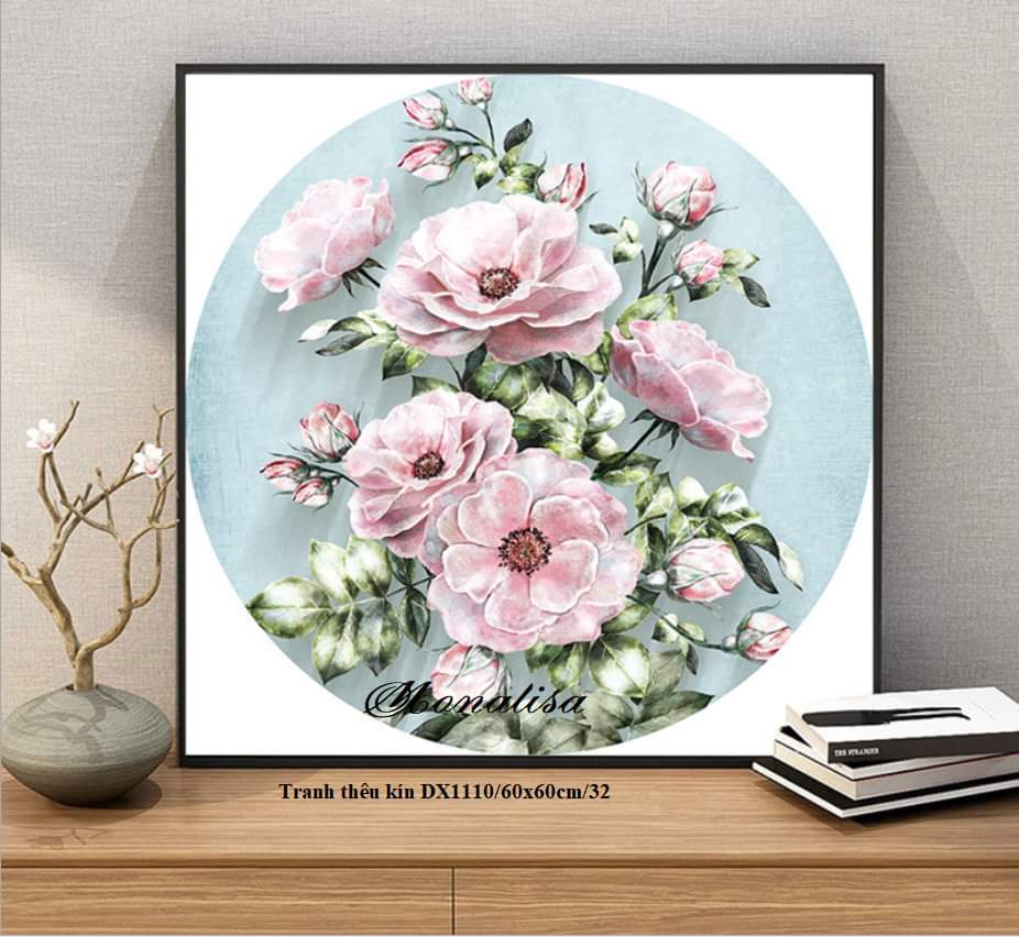 TRANH THÊU KÍN HOA HỒNG DX1110 (60X60)CM - TRANH CHƯA THÊU