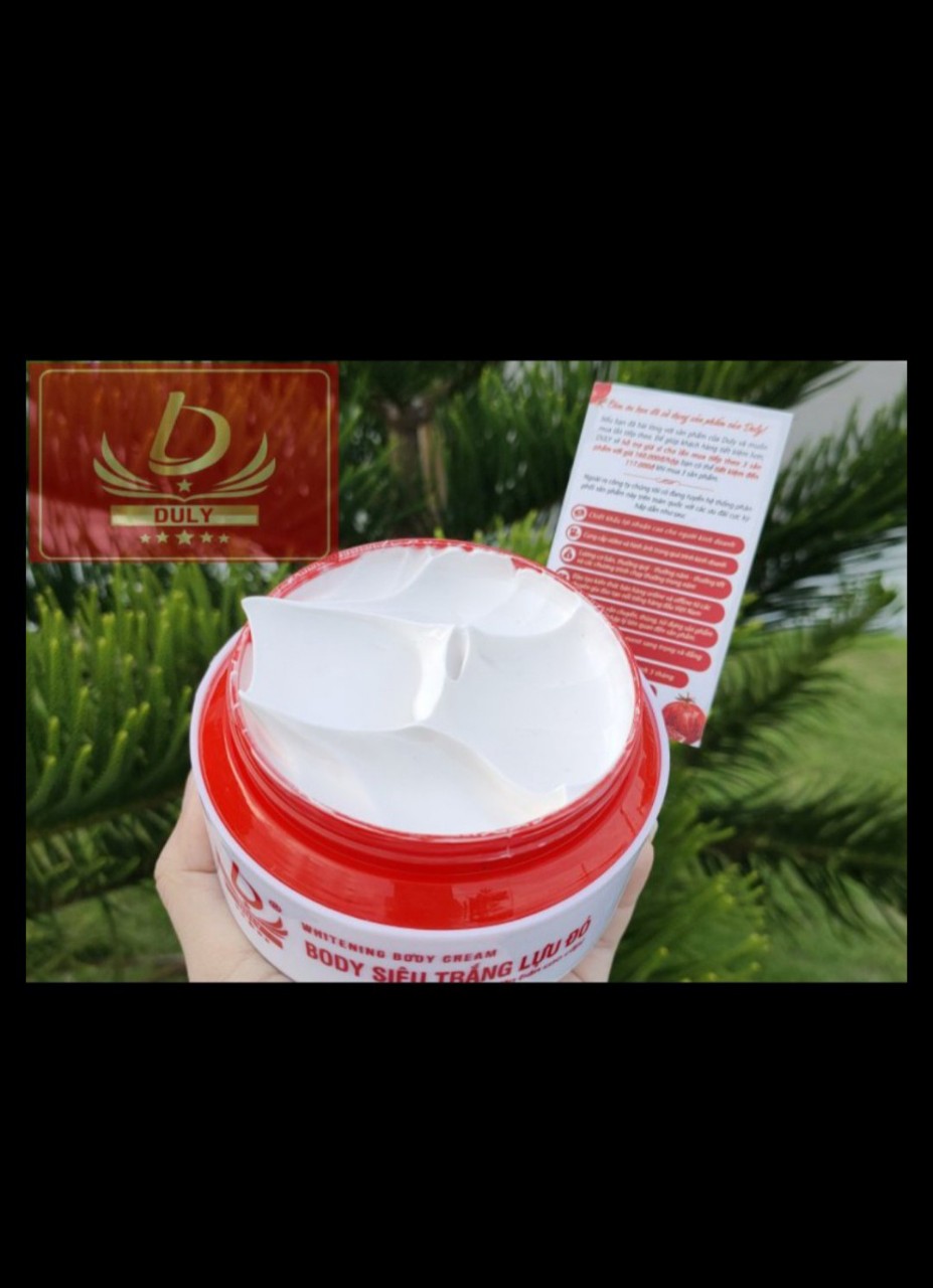 Kem Body Siêu Trắng Lựu Đỏ DULY 250g Phiên Bản Cao Cấp Siêu Trắng Mịn Da