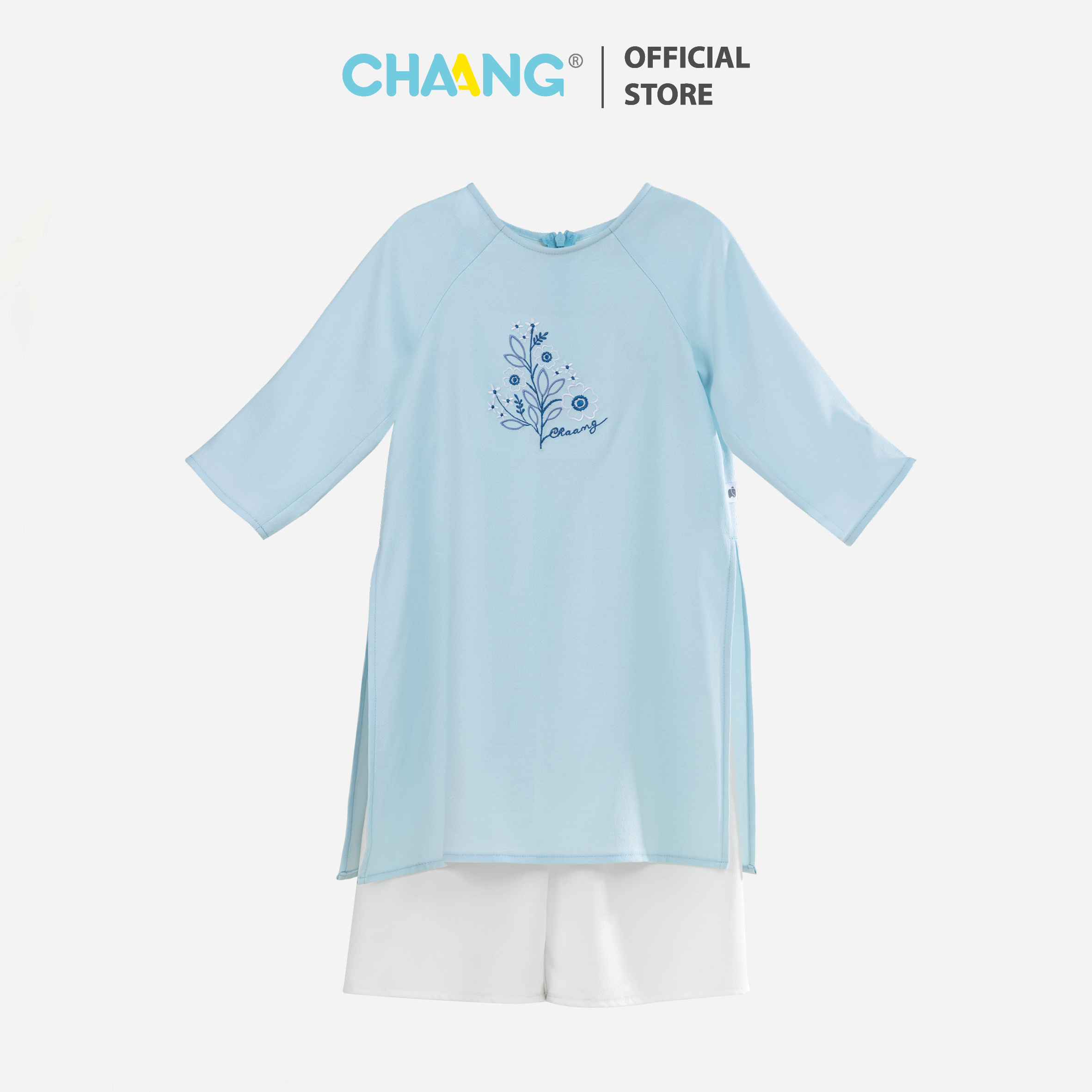Bộ áo dài bé gái Chaang xanh ngọc