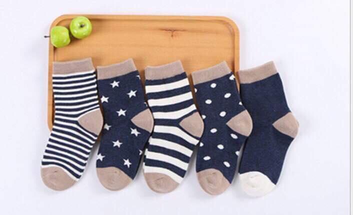 Set 5 đôi Tất Bé trai, tất bé gái cao cấp cao cổ cho bé từ  1-3 và 4-6 tuổi có túi zip