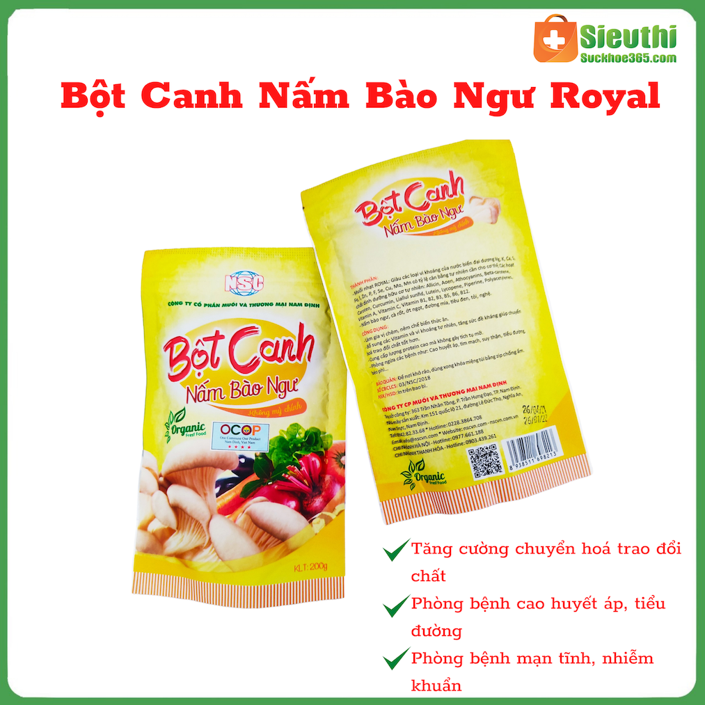 Combo 2 bịch muối bột canh nấm bào ngư không mì chính, muối hữu cơ ,organic Siêu Thị Sức Khoẻ 365