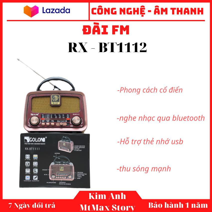 Đài fm rx - bt1112 radio cao cấp có bluetooth phong cách cổ điển âm thanh to rõ hỗ trợ thẻ nhớ usb đài fm rx-bt1112