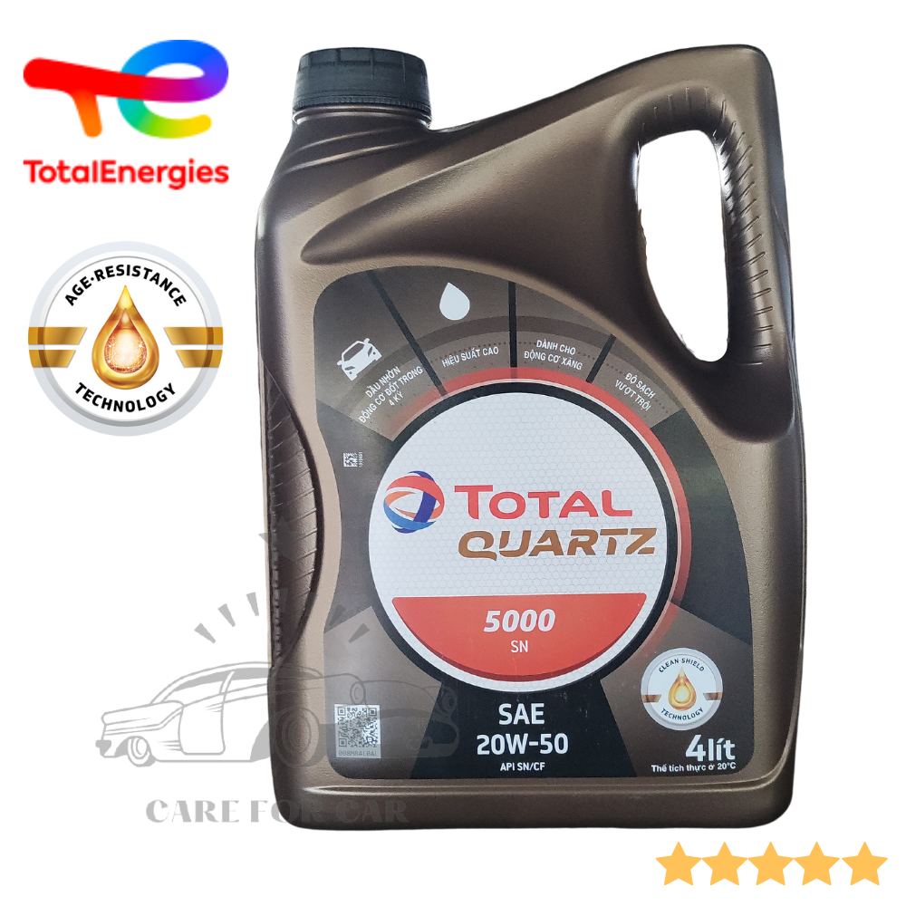 Dầu nhớt động cơ cao cấp total quartz 5000 api sn/cf 20w50 4l - nhớt ô tô cho động cơ xăng và diesel