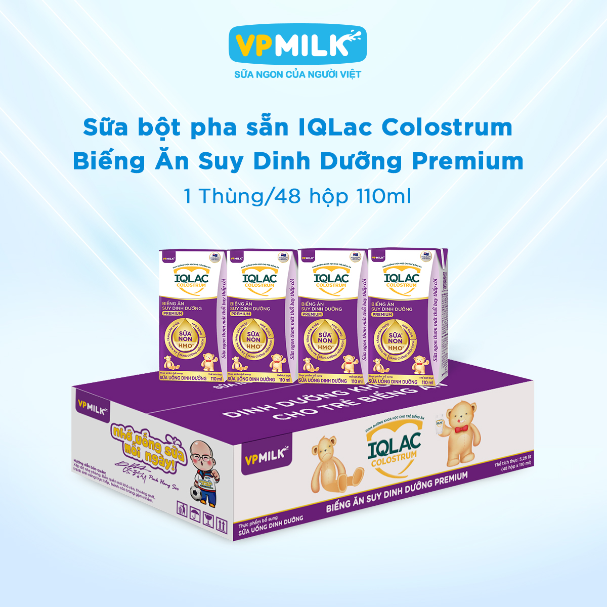 [Thùng 48 Hộp 110ml] Sữa Bột Pha Sẵn IQLac Colostrum Biếng Ăn Suy Dinh Dưỡng Premium Cho Bé Từ 1-10 Tuổi