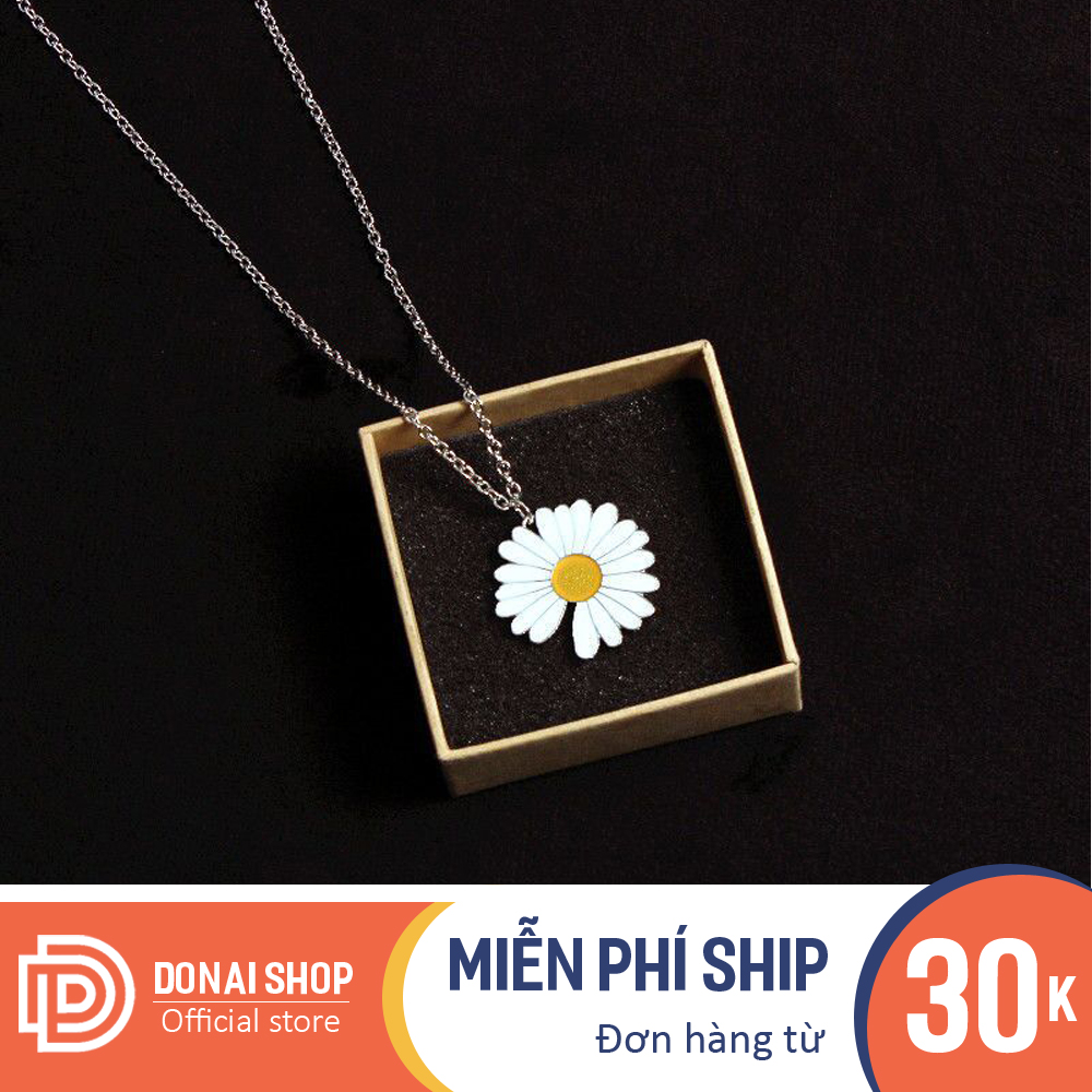 Dây chuyền cặp đôi, sợi bi tròn, mặt họa tiết hoa cúc GD cực đẹp, phong cách Hàn Quốc DONAI.DC02