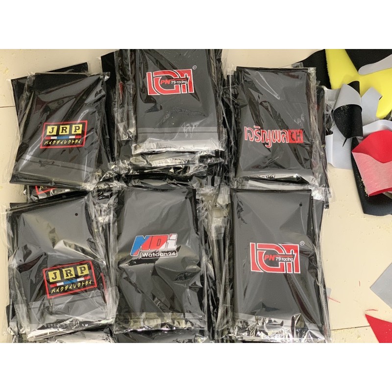 Da yên Thiêu “ may “ logo gắn cho các loại xe “ có viền chỉ đỏ “ " da yên hoàng thiện "