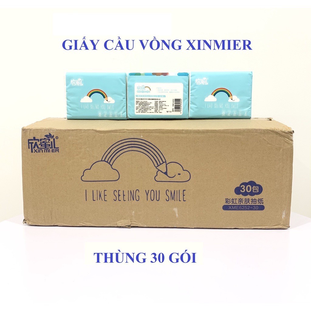 Giấy ăn cầu vồng thùng 30 gói chuẩn xinmier hàng loại 1 siêu dai siêu mềm mịn .