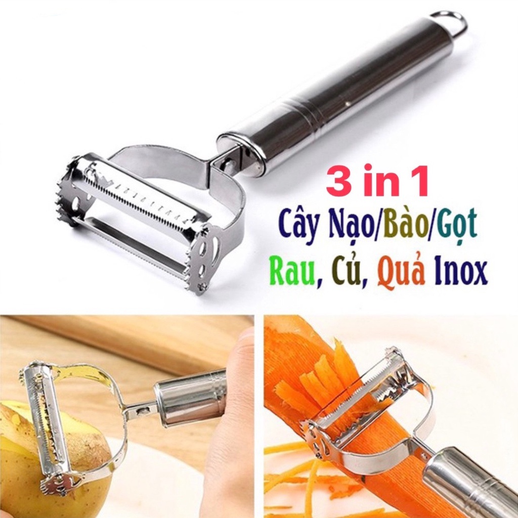 Nạo inox, nạo rau củ quả đa năng 3in1 , nạo sợi, bào gọt rau củ quả
