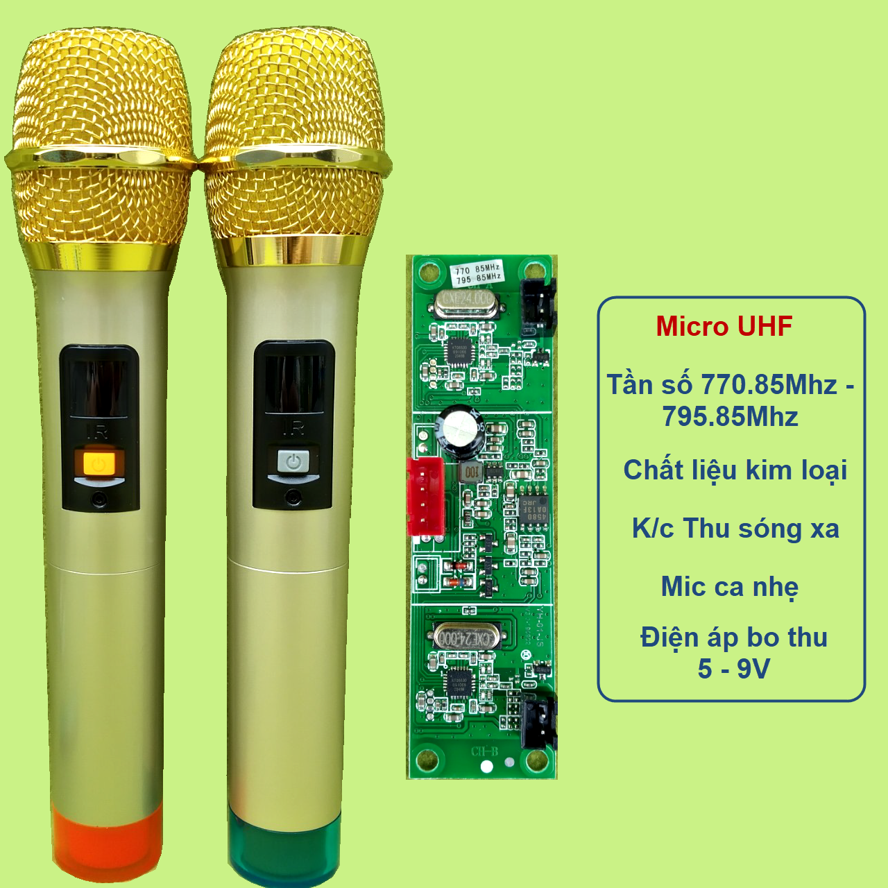 [HCM]Micro không dây đôi UHF cho loa kéo mạch loa kéo dạng phím bấm - thân nhôm micro cho loa kéo