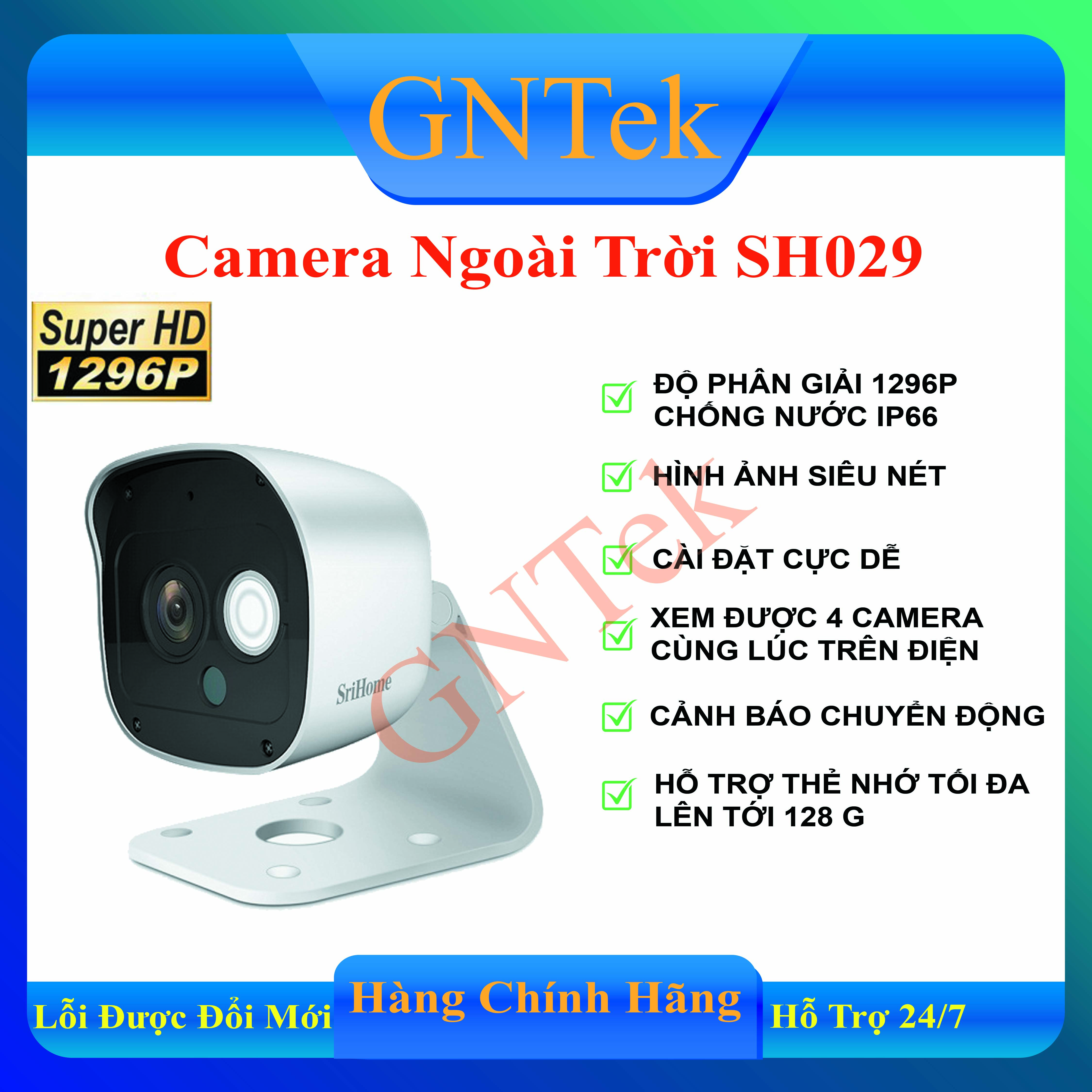 [Miễn phí Ship] [HÀNG CHÍNH HÃNG] Camera wifi 3.0Mpx 1296P chống nước Ngoài trời Srihome SH029 – Xem nhiều khung hình trên điện thoại, Hình ảnh Full HD siêu nét, Wifi siêu khỏe
