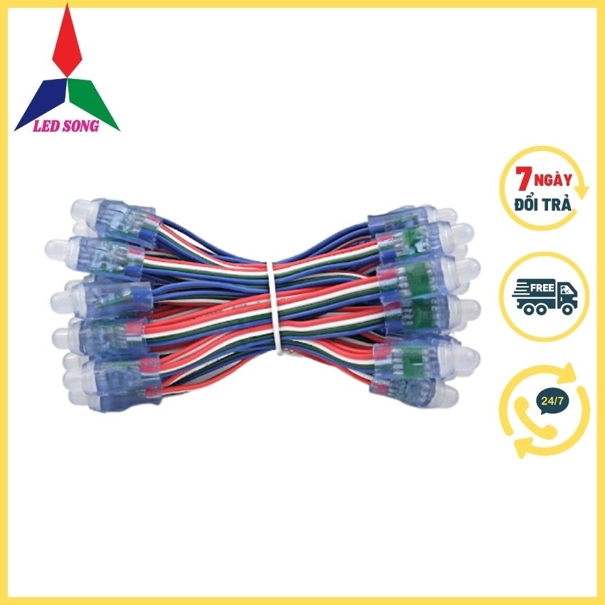 Led Đúc F8 7 Màu 5v Loại Tốt Dây 50 Bóng Dài 3m