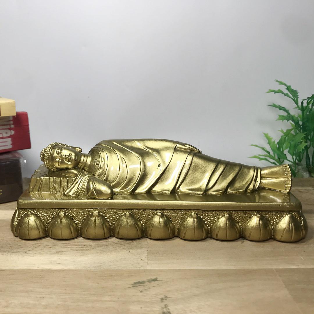 Tượng Đức Phật Thích Ca nhập Niết Bàn sơn đồng ngang 16cm