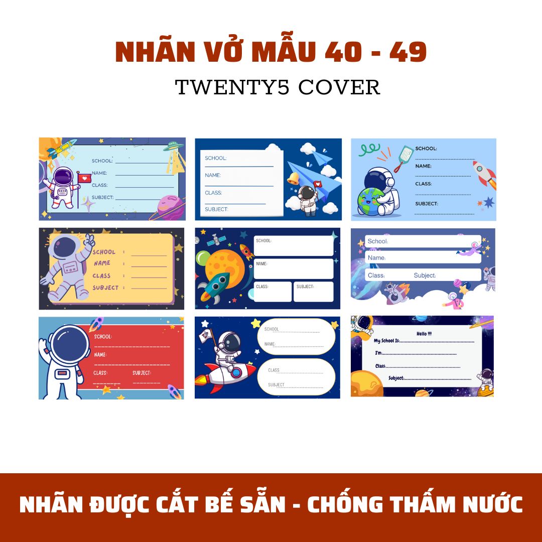 Set nhãn vở theo mẫu 40 - 49